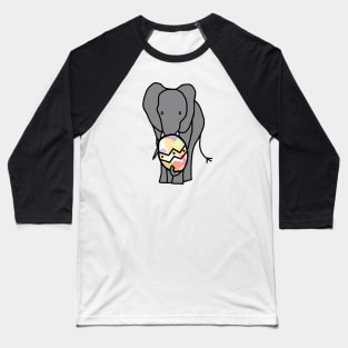 Grey Elephant Holding Big Easter Egg Baseball T-Shirt